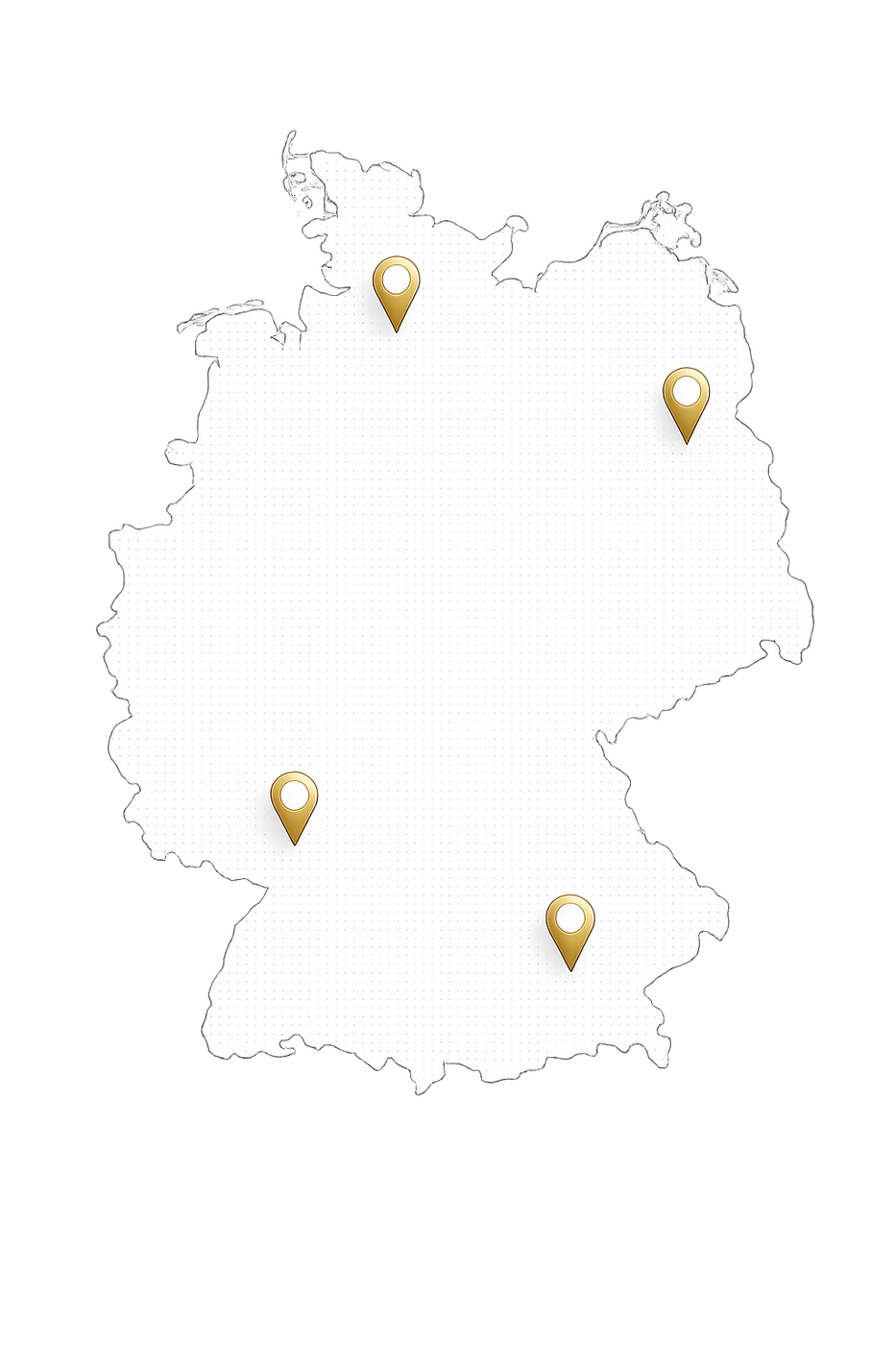 Deutschlandkarte mit vier goldenen Pins